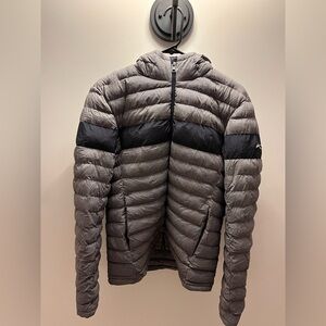 Men's KJUS Blackccomb Hooded Jacket - Size XS US Grey and Navy Puffer ski jacket